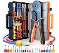 0,08-16 mm² Preciva crimpadora terminales electricos, 1275 piezas Tenazas de engaste de cabeza simple y doble Terminales de doble cable. Adecuadas para bricolaje doméstico e industrial.