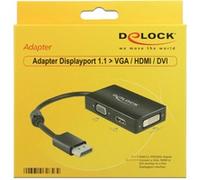 0.16m DisplayPort/VG HDMI+DVI 0,16 m VGA (D-Sub)+ HDMI + DVI Negro, Adaptador negro, 0,16 m, DisplayPort, VGA (D-Sub)+ HDMI + DVI, Macho, Hembra, 1920 x 1200 Pixeles