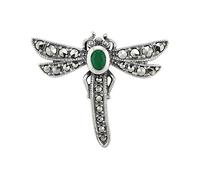 0,17ct Emerald & Marcasita Plata de Ley 925 Broche de Libélula