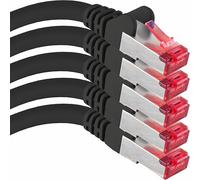 0,25 m - 5 unidades - Cable Ethernet LAN Cat6 RJ45 - Negro - Cable de red de alta velocidad para streaming, juegos, TV y ordenadores, estable y duradero, perfecto para redes domésticas y oficinas