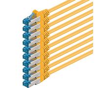 0,25 m Cable de Red, Cable Ethernet y LAN SFTP PIMF Cat6a - transmite hasta 10 Gigabit por Segundo y es Adecuado para switches, routers, módems con Entrada RJ45, amarillo - 10 piezas
