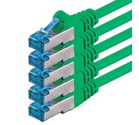 0,25 m Cable de Red, Cable Ethernet y LAN SFTP PIMF Cat6a - transmite hasta 10 Gigabit por Segundo y es Adecuado para switches, routers, módems con Entrada RJ45, verde - 5 piezas