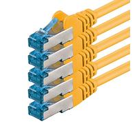 0,25 m Cable de Red, Cable Ethernet y LAN SFTP PIMF Cat6a - transmite hasta 10 Gigabit por Segundo y es Adecuado para switches, routers, módems con Entrada RJ45, amarillo - 5 piezas