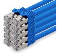 0,25m - azul - 10 piezas - CAT.7 Cable de red (SET) - 10 GB/s - Ethernet LAN 600MHz Cable Patch CAT7 S-FTP Doble blindado PIMF libre de halógenos compatible con CAT5 CAT6a CAT6a CAT8