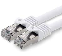 0,25m - blanco - 1 pieza - CAT.7 Cable de red (SET) - 10 GB/s - Ethernet LAN 600MHz Cable Patch CAT7 S-FTP Doble blindado PIMF libre de halógenos compatible con CAT5 CAT6a CAT6a CAT8
