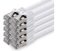 0,25m - blanco - 10 piezas - CAT.7 Cable de red (SET) - 10 GB/s - Ethernet LAN 600MHz Cable Patch CAT7 S-FTP Doble blindado PIMF libre de halógenos compatible con CAT5 CAT6a CAT6a CAT8