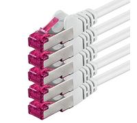 0,25m - blanco - 5 piezas - CAT6a CAT 6a Ethernet LAN cable de red - SET 10 GB/s cable patch CAT6 S-FTP Doble blindado PIMF 500MHz libre de halógenos compatible con CAT5 CAT6a CAT7 CAT8