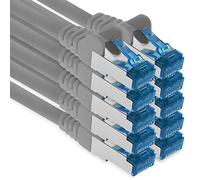 0.25m - CAT.6 - Cable de red Ethernet Gigabit Lan RJ45 CAT6 Cat6a 10Gbit/s - gris - 10 piezas