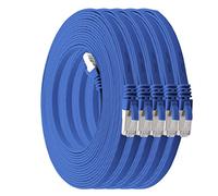 0,25m - CAT7 cable de red plano azul - 5 piezas 10 Gbit/s Gigabit LAN piso flaco cable Patch compatible con compatible con CAT5 CAT6 CAT7 CAT8 Cat8 cinta Lan cable