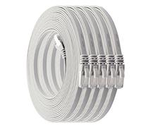0,25m - CAT7 cable de red plano blanco - 5 piezas 10 Gbit/s Gigabit LAN piso flaco cable Patch compatible con compatible con CAT5 CAT6 CAT7 CAT8 Cat8 cinta Lan cable