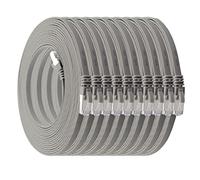 0,25m - CAT7 cable de red plano gris - 10 piezas 10 Gbit/s Gigabit LAN piso flaco cable Patch compatible con compatible con CAT5 CAT6 CAT7 CAT8 Cat8 cinta Lan cable