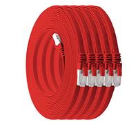 0,25m - CAT7 cable de red plano rojo - 5 piezas 10 Gbit/s Gigabit LAN piso flaco cable Patch compatible con compatible con CAT5 CAT6 CAT7 CAT8 Cat8 cinta Lan cable