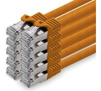 0,25m - naranja - 10 piezas - CAT.7 Cable de red (SET) - 10 GB/s - Ethernet LAN 600MHz Cable Patch CAT7 S-FTP Doble blindado PIMF libre de halógenos compatible con CAT5 CAT6a CAT6a CAT8