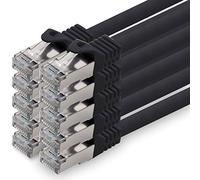 0,25m - negro - 10 piezas - CAT.7 Cable de red (SET) - 10 GB/s - Ethernet LAN 600MHz Cable Patch CAT7 S-FTP Doble blindado PIMF libre de halógenos compatible con CAT5 CAT6a CAT6a CAT8