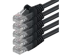 0,25m - negro - 5 piezas - Cable de red Ethernet con conectores RJ45 CAT6 CAT 6 Cat.6 1000 Mbit/s