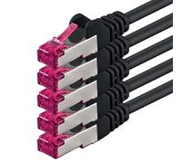 0,25m - negro - 5 piezas - CAT6a CAT 6a Ethernet LAN cable de red - SET 10 GB/s cable patch CAT6 S-FTP Doble blindado PIMF 500MHz libre de halógenos compatible con CAT5 CAT6a CAT7 CAT8