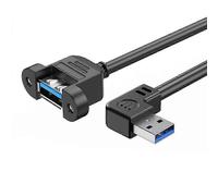 (0.3m Left) USB 3.0 Extension Cable USB 3.0 Male to Female With Screw Panel Mount for PC