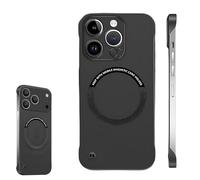 0.3mm Ultra Thin Hard PC Magnetic Frameless Phone Case for iPhone 17 16 15 14 Pro MAX, Magnetic Charging Anti-Collision Matte Protective Case (Black,15promax)
