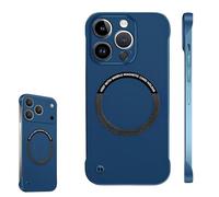 0.3mm Ultra Thin Hard PC Magnetic Frameless Phone Case for iPhone 17 16 15 14 Pro MAX, Magnetic Charging Anti-Collision Matte Protective Case (Blue,17)