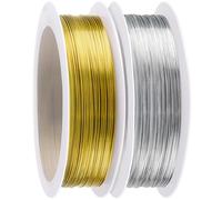 0,3mm x 100m de alambre fino para manualidades, dorado plateado para joyería, alambre para flores, alambre de atado, 2 rollos de alambre para manualidades para fabricación de joyas, ganchillo, trabajo