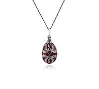 0,41 KT Granate Plata de Ley 925 Fabergé Huevo Estilo 45cm Collar