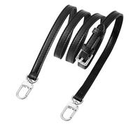 0.47" Correa de Bolso de Cuero, Correa de Mano, Correas de Bolso Ajustables, reemplazo de Correas Cruzadas Clasp de plata2 Capas Negro