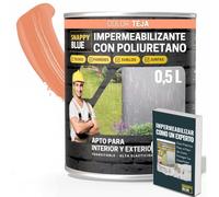 [0,5L] Revestimiento Sellador Impermeabilizante Híbrida con Poliuretano, Pintura Impermeable Definitivo Terrazas, Techos y Exteriores, Protección Fugas Goteras, Transparente + 3Colores (Teja, 0,5l)