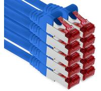 0,5m - azul - 10 piezas - CAT.6 Ethernet LAN cable de red SET 1000 Mbit/s Patchkabel CAT.6 S-FTP PIMF compatible con CAT5 CAT6a CAT7 CAT8
