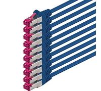 0,5m - azul - 10 piezas - CAT6a CAT 6a Ethernet LAN cable de red - SET 10 GB/s cable patch CAT6 S-FTP Doble blindado PIMF 500MHz libre de halógenos compatible con CAT5 CAT6a CAT7 CAT8