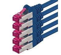0,5m - azul - 5 piezas - CAT6a CAT 6a Ethernet LAN cable de red - SET 10 GB/s cable patch CAT6 S-FTP Doble blindado PIMF 500MHz libre de halógenos compatible con CAT5 CAT6a CAT7 CAT8