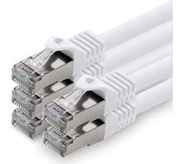 0,5m - blanco - 5 piezas - CAT.7 Cable de red (SET) - 10 GB/s - Ethernet LAN 600MHz Cable Patch CAT7 S-FTP Doble blindado PIMF libre de halógenos compatible con CAT5 CAT6a CAT6a CAT8