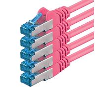 0,5m Cable de Red, Cable Ethernet y LAN SFTP PIMF Cat6a - transmite hasta 10 Gigabit por Segundo y es Adecuado para switches, routers, módems con Entrada RJ45, magenta - 5 piezas