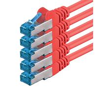 0,5m Cable de Red, Cable Ethernet y LAN SFTP PIMF Cat6a - transmite hasta 10 Gigabit por Segundo y es Adecuado para switches, routers, módems con Entrada RJ45, rojo - 5 piezas