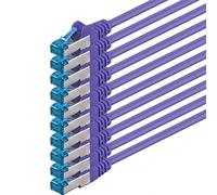 0,5m Cable de Red, Cable Ethernet y LAN SFTP PIMF Cat6a - transmite hasta 10 Gigabit por Segundo y es Adecuado para switches, routers, módems con Entrada RJ45, púrpurat - 10 piezas