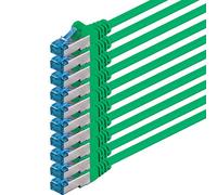 0,5m Cable de Red, Cable Ethernet y LAN SFTP PIMF Cat6a - transmite hasta 10 Gigabit por Segundo y es Adecuado para switches, routers, módems con Entrada RJ45, verde - 10 piezas