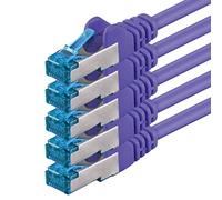 0,5m Cable de Red, Cable Ethernet y LAN SFTP PIMF Cat6a - transmite hasta 10 Gigabit por Segundo y es Adecuado para switches, routers, módems con Entrada RJ45, púrpurat - 5 piezas