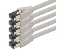 0,5m Cable de red Cat 8 Cable CAT8 gris - 5 piezas Cat.8 Lan 2000 Mhz 40 Gbit s 40GBase-T cable de conexión Ethernet cable LSZH - 5 x 0,5m gris