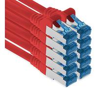 0.5m - CAT.6 - Cable de red Ethernet Gigabit Lan RJ45 CAT6 Cat6a 10Gbit/s - rojo - 10 piezas