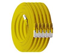 0,5m - CAT7 cable de red plano amarillo - 5 piezas 10 Gbit/s Gigabit LAN piso flaco cable Patch compatible con compatible con CAT5 CAT6 CAT7 CAT8 Cat8 cinta Lan cable