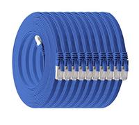 0,5m - CAT7 cable de red plano azul - 10 piezas 10 Gbit/s Gigabit LAN piso flaco cable Patch compatible con compatible con CAT5 CAT6 CAT7 CAT8 Cat8 cinta Lan cable