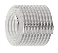 0,5m - CAT7 cable de red plano blanco - 10 piezas 10 Gbit/s Gigabit LAN piso flaco cable Patch compatible con compatible con CAT5 CAT6 CAT7 CAT8 Cat8 cinta Lan cable