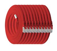0,5m - CAT7 cable de red plano rojo - 10 piezas 10 Gbit/s Gigabit LAN piso flaco cable Patch compatible con compatible con CAT5 CAT6 CAT7 CAT8 Cat8 cinta Lan cable
