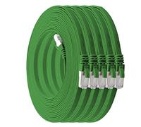0,5m - CAT7 cable de red plano verde - 5 piezas 10 Gbit/s Gigabit LAN piso flaco cable Patch compatible con compatible con CAT5 CAT6 CAT7 CAT8 Cat8 cinta Lan cable