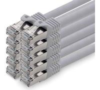 0,5m - gris - 10 piezas - CAT.7 Cable de red (SET) - 10 GB/s - Ethernet LAN 600MHz Cable Patch CAT7 S-FTP Doble blindado PIMF libre de halógenos compatible con CAT5 CAT6a CAT6a CAT8