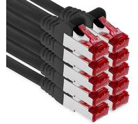 0,5m - negro - 10 piezas - CAT.6 Ethernet LAN cable de red SET 1000 Mbit/s Patchkabel CAT.6 S-FTP PIMF compatible con CAT5 CAT6a CAT7 CAT8