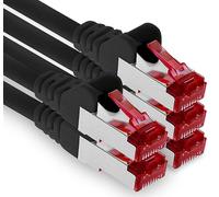 0,5m - negro - 5 piezas - CAT.6 Ethernet LAN cable de red SET 1000 Mbit/s Patchkabel CAT.6 S-FTP PIMF compatible con CAT5 CAT6a CAT7 CAT8