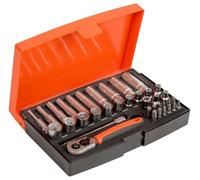 0.6cm Cuadrado Llave de Vaso & Vaso Largo Set, 37 Piezas - SL25L
