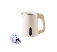 (0.6L,White 304)Small Electric Kettle with Germans Plug Adapter Ergonomic Handle Design Tea Kettle for Kitchen