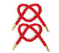 0.6m/ 1m / 2m/ 3m Long Hanging Rope for Crowd Control,Red VIP Braided Hemp Rope, 2 Pack Queue Divider with Gold Snap(0.5m/1.64ft)