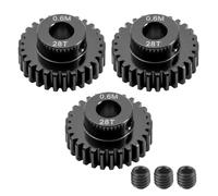 0.6Mod 28T RC Pinion Gear 5mm Shaft Hardened Steel Motor Gear for Brushless RC Car Truck Crawler, High Speed Durable Upgrade Replacement Parts for Tamiya DT02 DT03 for HSP 1/10